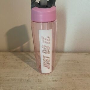 Nike Pink Clear "Just Do It." Water Bottle With Flip Straw